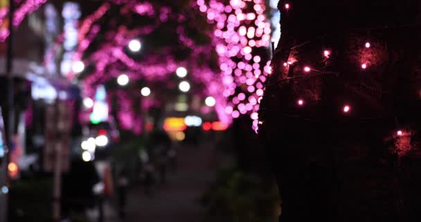A night illuminated street in Shibuya close shot — Stock Video
