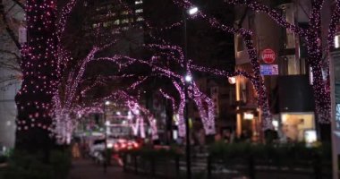 Shibuya 'da el kamerasıyla aydınlatılmış bir gece.