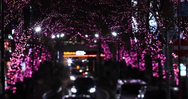 渋谷のライトアップされた夜の街｜long shot — ストック動画