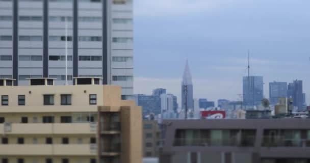 Миниатюрный городской пейзаж в городе Токио с высоким углом наклона — стоковое видео