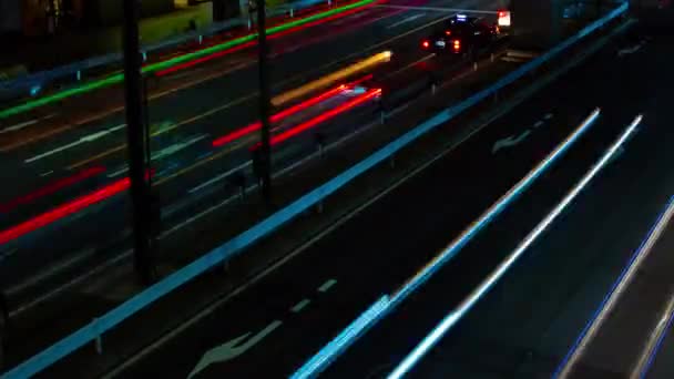 Ikejiriohashi 'deki şehir sokağındaki trafiğin gece oluşma zamanı. — Stok video
