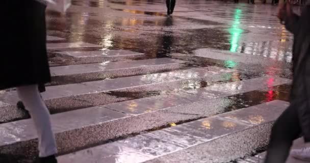 夜の雨の日には水溜りの高速撮影 — ストック動画