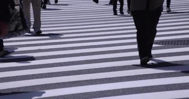 Een hoge snelheid van het lichaam delen van wandelende mensen op stedelijke stad in Shinjuku — Stockvideo