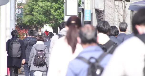 En hög hastighet av promenader kontorsarbetare i staden Shinjuku — Stockvideo