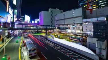 Shibuya İstasyonu yakınlarındaki neon sokağının gece görüntüsü.