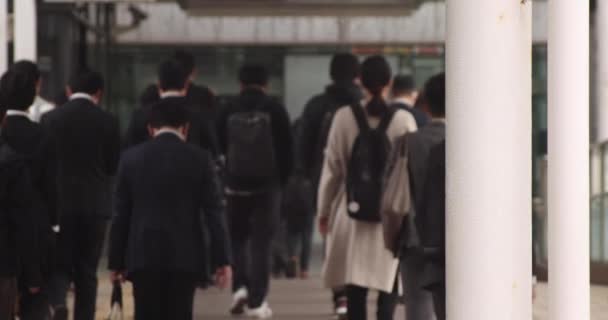 Un ralenti de la marche des employés de bureau dans la ville urbaine de Shinagawa — Video