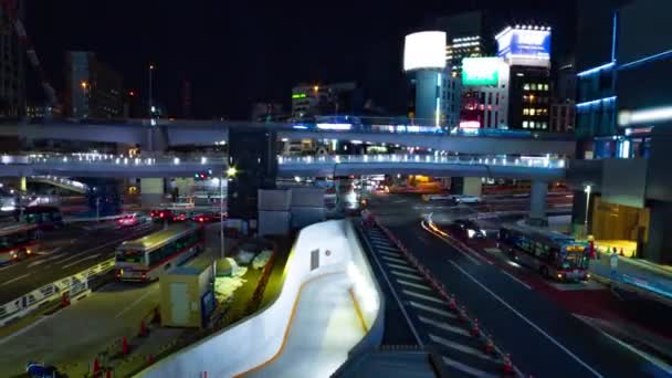 Un timelapse nocturne de la rue néon à Shibuya zoom gros plan — Video