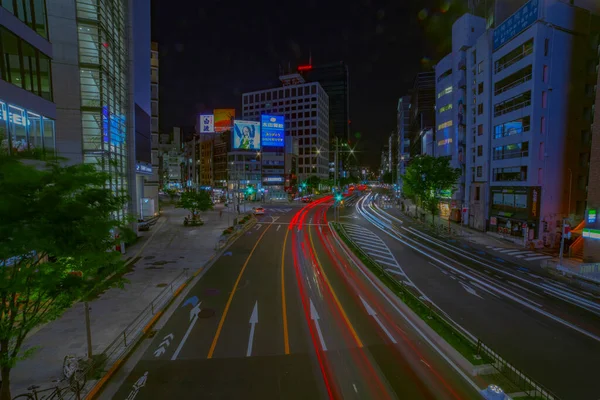 Un timelapse notturno della strada urbana di Aoyama — Foto Stock