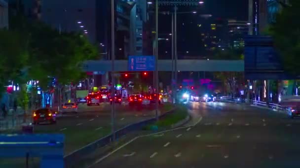 Sebuah malam tiLapse dari jalanan kota di Aoyama tembakan panjang panning — Stok Video