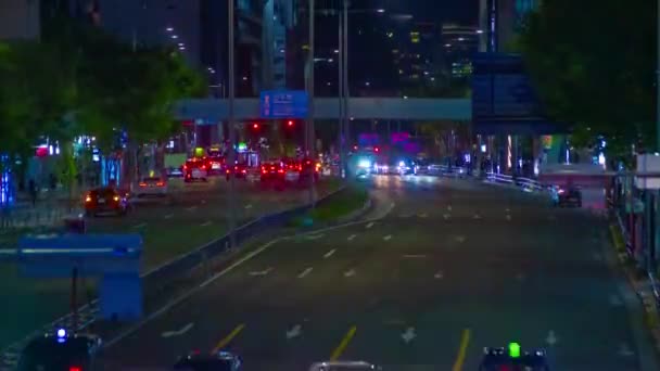 Een avond timelapse van de stedelijke stad straat in Aoyama lange schot tilt — Stockvideo