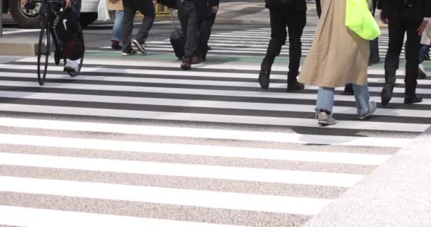 Een langzame beweging van lichaamsdelen van wandelende mensen in de stad Tokio — Stockvideo