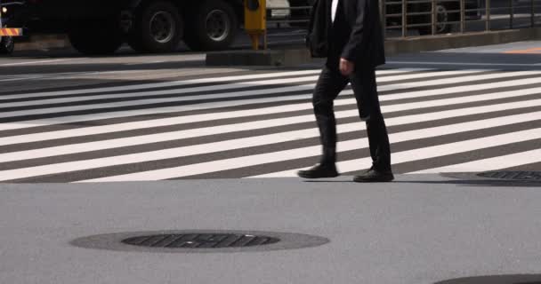 Tokyo kentindeki yürüyen insanların vücut parçalarının yavaş çekimleri. — Stok video