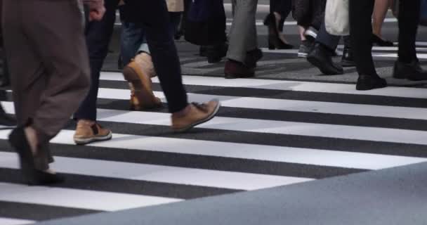 Una cámara lenta de partes del cuerpo de personas que caminan en la ciudad urbana de Tokio — Vídeos de Stock