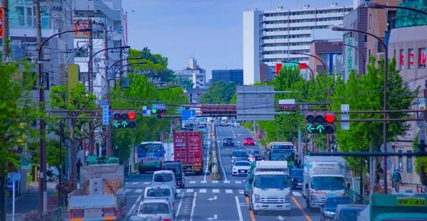 昼間の繁華街での渋滞の時間経過 — ストック写真