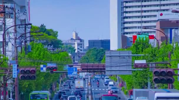 Časový průběh dopravní zácpy v centru avenue denní náklon — Stock video