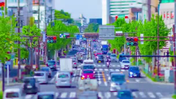 Un timelapse d'embouteillage miniature sur l'avenue tiltshift zoom — Video