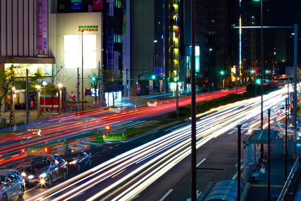 A night timelapse of the neon street in Kinshicho long shot. Sumida district Kinshicho Tokyo Japan - 04.05.2021 : It is center of the city in Tokyo.