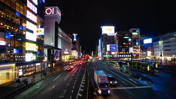 Noční čas na neonové ulici v Kinšichu širokým obloukem — Stock video