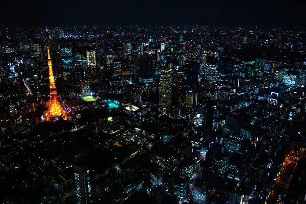 东京的空中夜景照亮了整个城市 — 图库照片