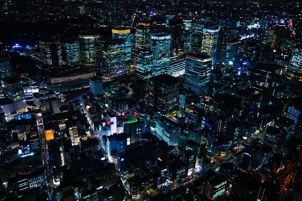 Noite aérea iluminada vista da cidade em Tóquio — Fotografia de Stock