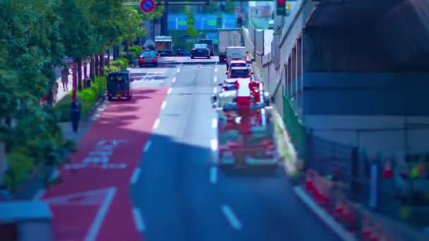 Shibuya kentindeki minyatür trafik sıkışıklığının bir zaman döngüsü. — Stok video