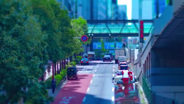 A timelapse of the miniature traffic jam at the urban city in Shibuya tiltshift panning — Stock Video