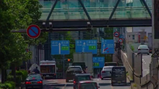 Een tijdspanne van de verkeersopstopping in de stedelijke stad in Shibuya lange gok panning — Stockvideo