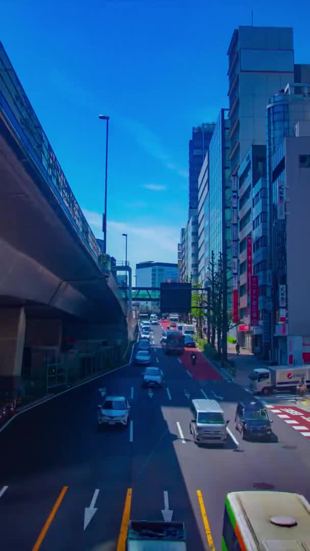 Un timelapse dell'ingorgo stradale nella città urbana di Shibuya colpo verticale — Video Stock