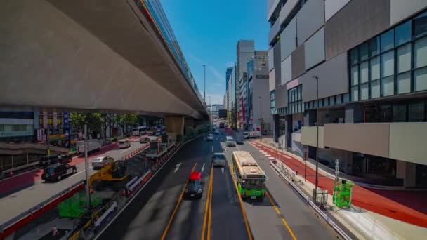 Timelapse korka na miejskim mieście w Shibuya szeroki strzał zoom — Wideo stockowe