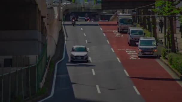 Een tijdspanne van de verkeersopstopping in de stedelijke stad in Shibuya lange gok panning — Stockvideo