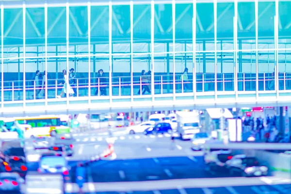 Un atasco de tráfico en miniatura en la ciudad urbana cerca de Shibuya tiltshift estación —  Fotos de Stock