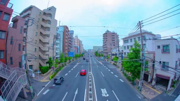 Un intervallo di tempo di ingorgo al viale di giorno in centro fish eye shot — Video Stock