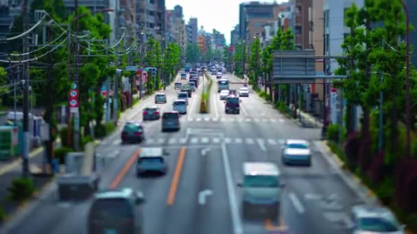 Un timelapse d'embouteillage miniature à l'avenue diurne dans le centre-ville basculement basculement — Video