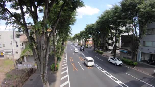 Časový průběh dopravní zácpy na avenue den v centru širokého záběru — Stock video
