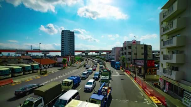 Ένα timelapse της κυκλοφορίας μαρμελάδα στο κέντρο της οδού στο Τόκιο μέρα πλατιά κλίση shot — Αρχείο Βίντεο