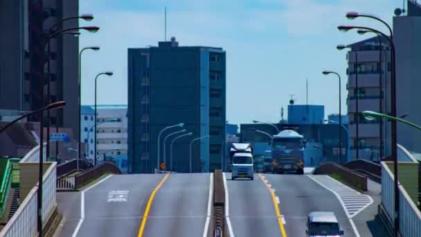 Ένα timelapse της κυκλοφοριακής συμφόρησης στο κέντρο της οδού στο Τόκιο ημέρα long shot κλίση — Αρχείο Βίντεο