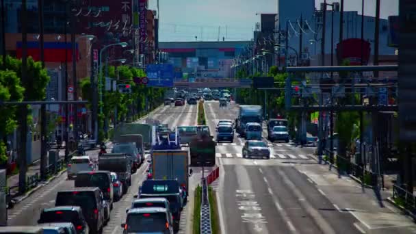 Časová tíseň dopravní zácpy na ulici v centru Tokia během dne — Stock video