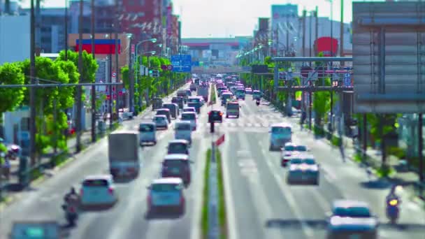 A timelapse of miniature traffic jam at the downtown street in Tokyo tiltshift — Stock Video