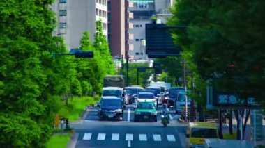 A timelapse of traffic jam at the avenue in the downtown in Tokyo long shot