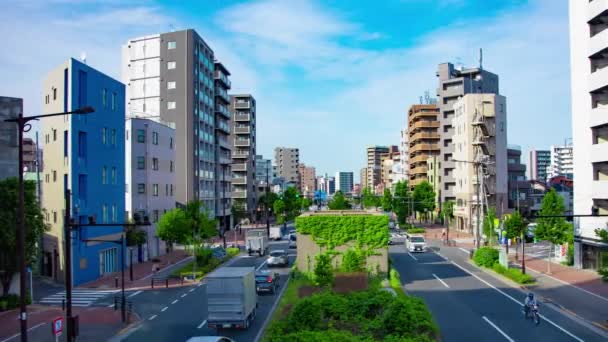 Ada kemacetan lalu lintas di jalan di pusat kota Tokyo. — Stok Video