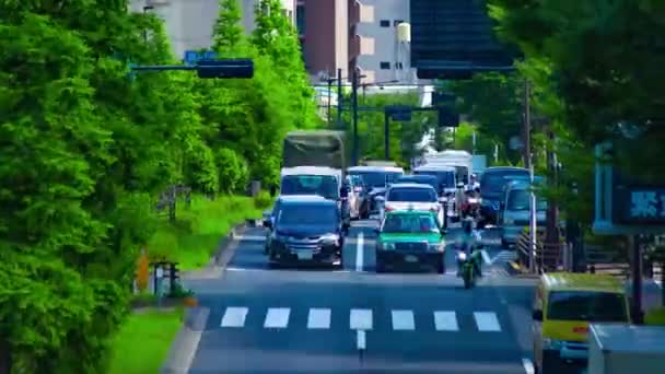 A timelapse of traffic jam at the avenue in the downtown in Tokyo long shot panning — Stock Video