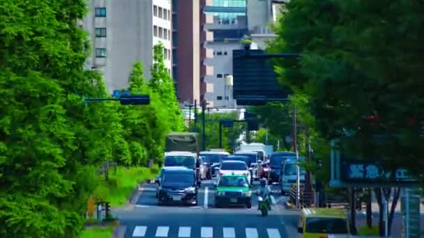 Uma cronologia do engarrafamento na avenida no centro da cidade de Tóquio inclinação de tiro longo — Vídeo de Stock