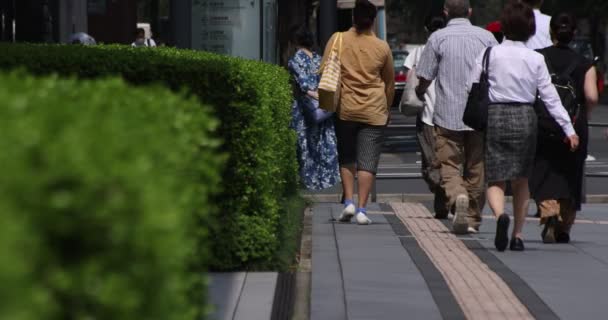 Um movimento lento de partes do corpo de pessoas ambulantes na cidade urbana de Tóquio — Vídeo de Stock