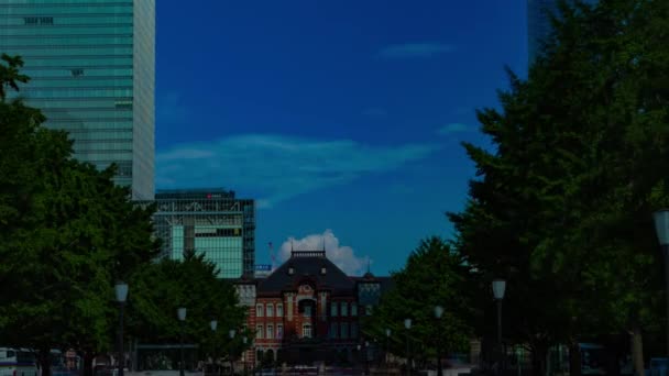 A time lapse of people in front of Tokyo Station at the business district wide shot zoom — Wideo stockowe