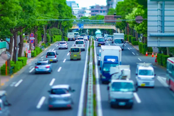 A miniature downtown street at the avenue daytime tiltshift — Stock Photo, Image