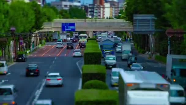 Un timelapse della via miniatura del centro al tiltshift di giorno di viale che si inclina — Video Stock