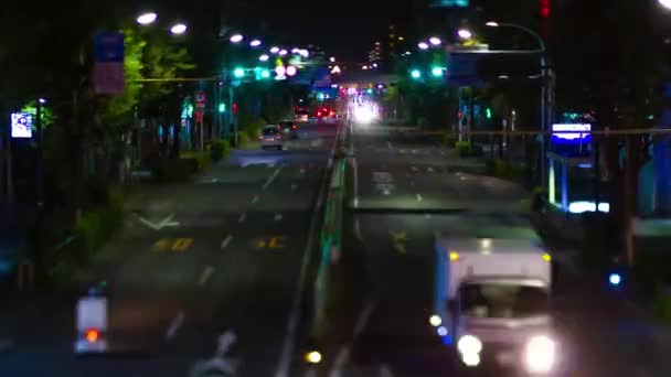 A night timelapse of the miniature downtown street in Tokyo tiltshift zoom — Stock Video