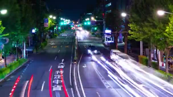 Un timelapse nocturno de la calle del centro de Tokio panorámica de tiro ancho — Vídeos de Stock