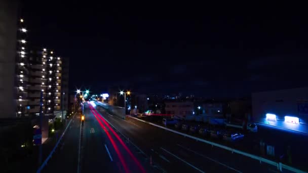 Μια νύχτα timelapse του δρόμου στο κέντρο του Τόκιο ευρύ πλάνο κλίση — Αρχείο Βίντεο