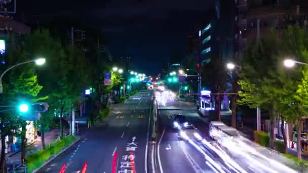 Noční čas na ulici v Tokiu v širokém záběru zoomu — Stock video